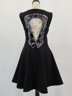 ModCloth Open Back Sequin Bow A Line Mini Dress Size Medium